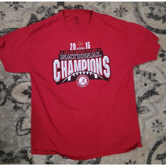 Alabama Crimson Tide 2015 National Champions Football Hanes T-Shirt Men's Large - Picture 1 of 4